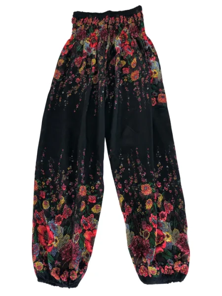 Harem Pants   Boho Black Flower