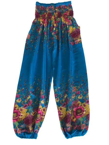 Harem Pants   Boho Blue Flower
