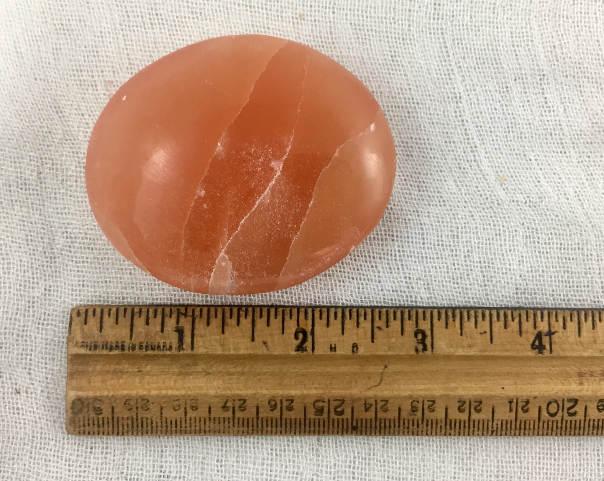Peach Selenite Palm Stone