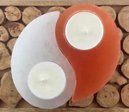 Selenite Candle Holder Yin Yang
